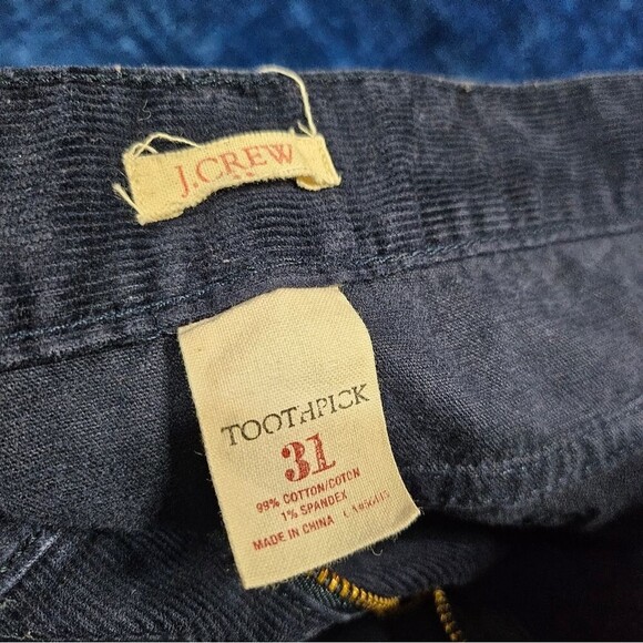 J. Crew Dark Blue Corduroy Crop Zip Pants 10 - Picture 1 of 6